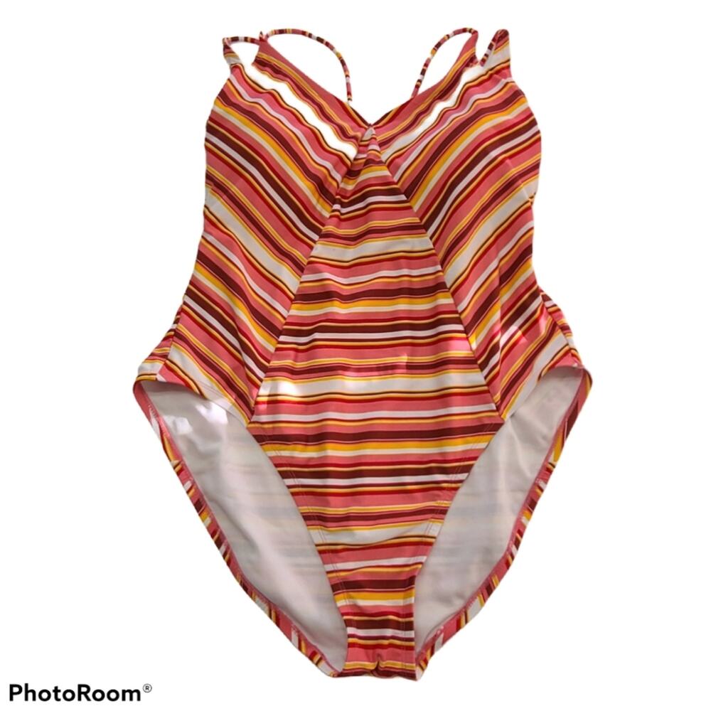 No Boundaries one piece 1X striped swim suit